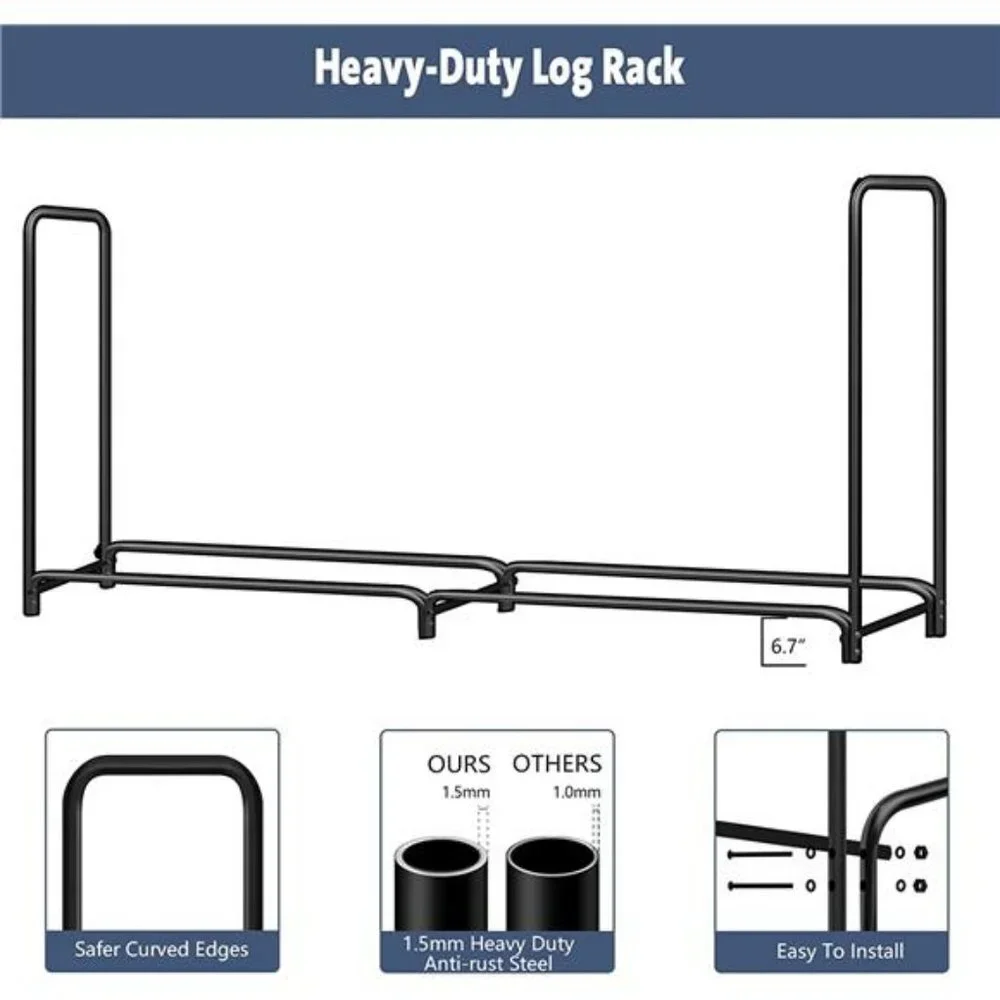 Firewood Rack With Cover Heavy Duty Firewood Storage Log Rack 8ft